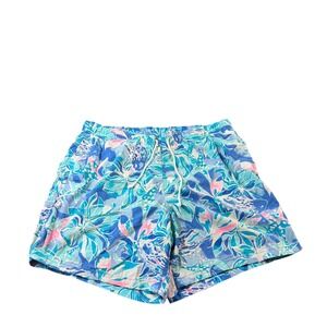 Lilly Pulitzer Capri Trunk Mens XL Blue Pink Floral Sea Life Swim Shorts Trunks